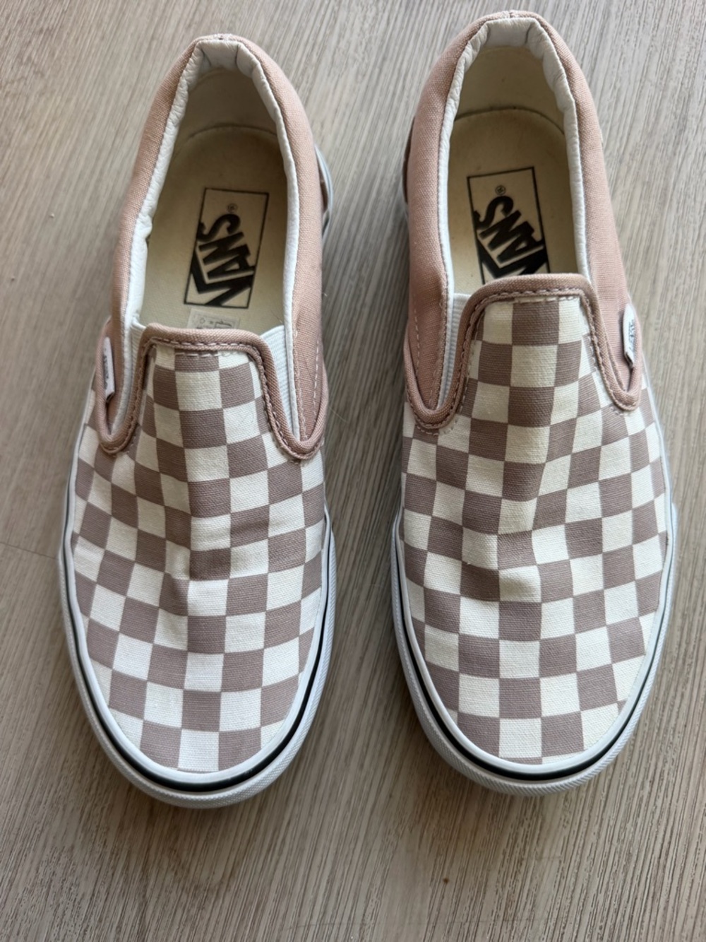 Vans Slip-On Checkerboard Sneakers in Tan and White size 7